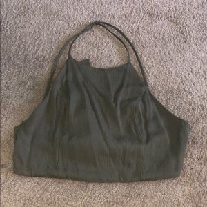 two piece olive halter and pant set